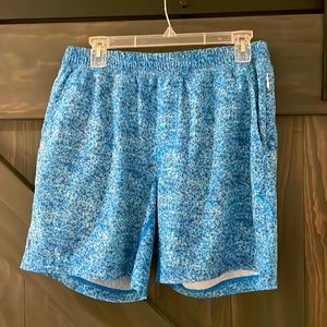 Rhone Mako 7” medium unlined short Blue and Black space print